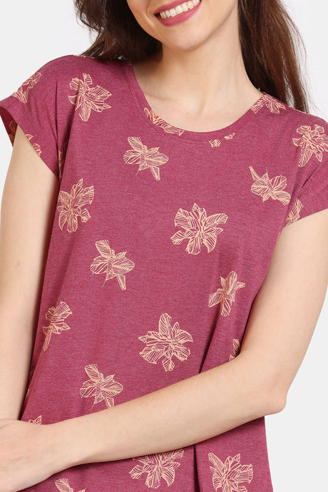 Zivame Floral Fancy Knit Cotton Tops - Cherries Jublie — image 5